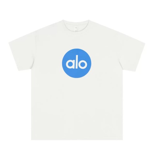2025ss ALO Oversize American trend lazy style simple basic letter small label printing new summer high quality loose round neck short sleeve T-shirt for men and women couples Size:S-XXL