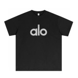 2025ss ALO Oversize Reflective prints on the front and back New summer high quality loose round neck short sleeve T-shirt for men and women couples Size:S-XXL