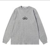 2025ss Alo yoga simple middle letter logo print couple round neck long sleeve T-shirt