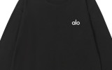 2025ss Alo yoga simple side label small letter logo print couple round neck long sleeve T-shirt