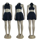 ALO YOGA Summer Sports Sleeveless High-Waisted V-Neck Yoga Pleated Skirt Set - Quick-Drying and Anti-Exposure Size:S-2XL