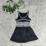 ALO YOGA Knitted Skirt Set Fashionable Casual Sports Vest High-Elastic Short Skirt Two-Piece Set Size:S-2XL
