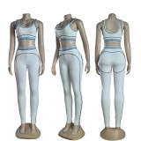 ALO YOGA Fashion Sleeveless Sports Vest High Waist Hip-Lifting and Tummy-Slimming Fitness Yoga Set Q6256 Size:S-XXL