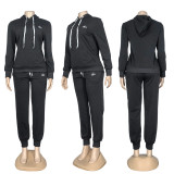 ALO YOGA Embroidered Letter Sweatshirt Hoodie Multi-Pocket Jogger Pants Casual Sportswear Set Q6293 Size:S-XXL