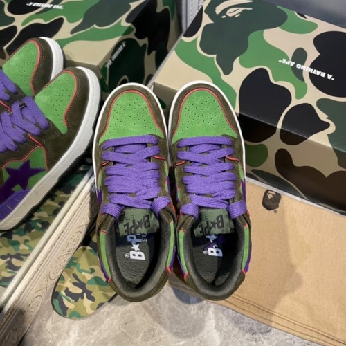 Bape sta sneaker green & purple leather shoes with og box