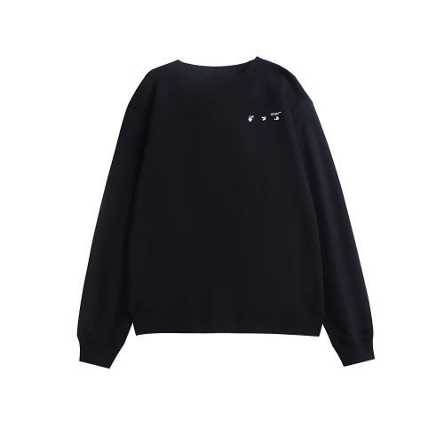 Off White1:1 quality version Patch Embroidery Crewneck Pullover Black and Gray