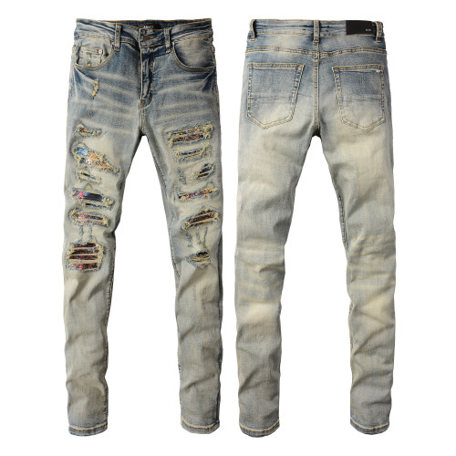Amiri Colored patch sand-colored jeans