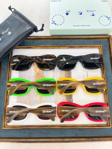 Off White1:1 quality version side letter logo oval frame sunglasses 6 colors