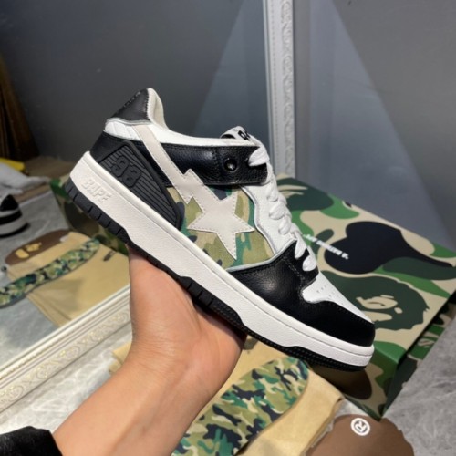 Bape sta sneaker black & white leather shoes with og box
