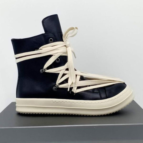 Rick Owens Leather high tops with pentagram star LACES