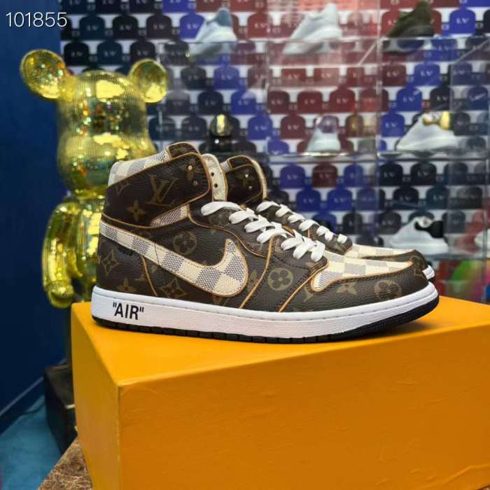 Men Women L*ouis V*uitton x NIKE Air Jordan 1 Sneakers ( Arrenfashion)