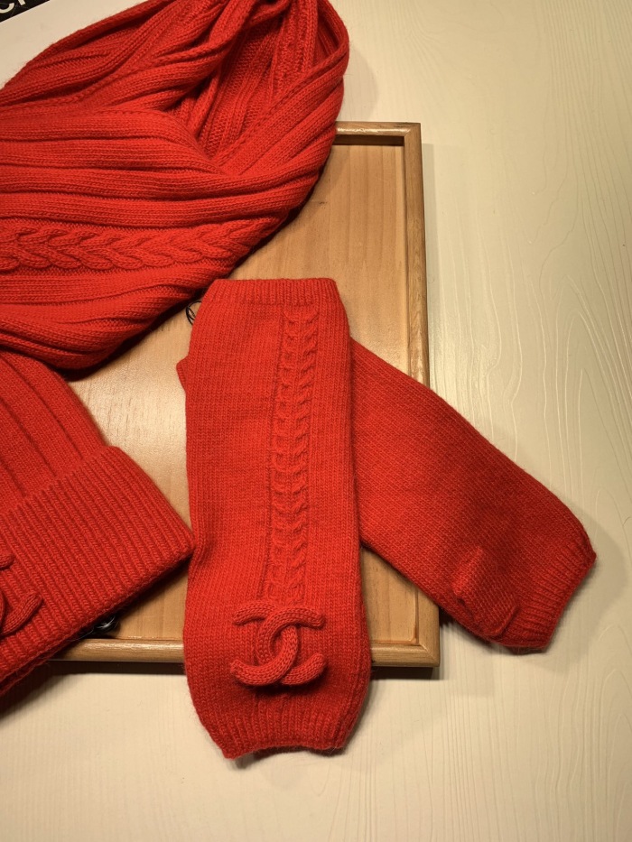  Arrenfashion Women Men Hat+Gloves+The scarf C*hanel