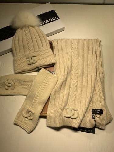  Arrenfashion Women Men Hat+Gloves+The scarf C*hanel
