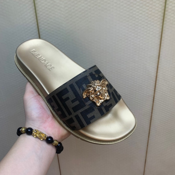  Arrenfashion Men Women V*ersace Top slippers