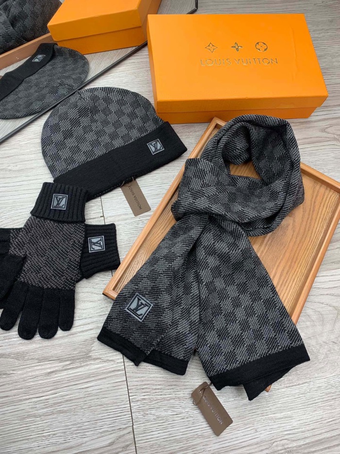  Arrenfashion Women Men Hat+Gloves+The scarf L*V