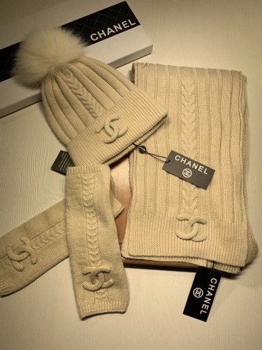  Arrenfashion Women Men Hat+Gloves+The scarf C*hanel