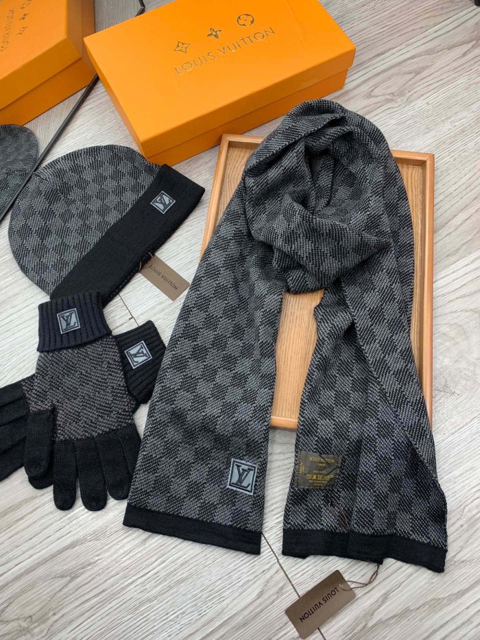  Arrenfashion Women Men Hat+Gloves+The scarf L*V