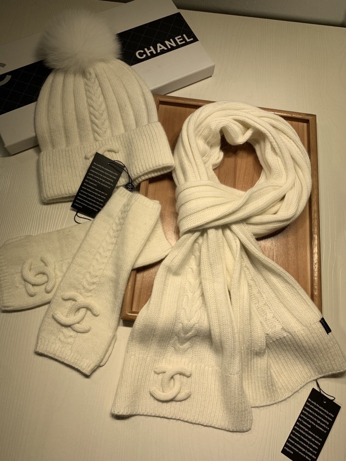  Arrenfashion Women Men Hat+Gloves+The scarf C*hanel