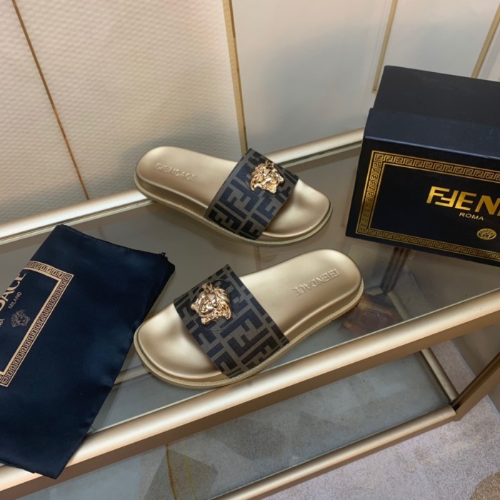  Arrenfashion Men Women V*ersace Top slippers