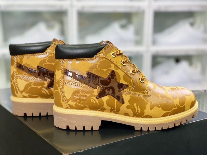 arrenfashion Men B*ape x T*imberland Fatigue Chukka Nubuck Boots