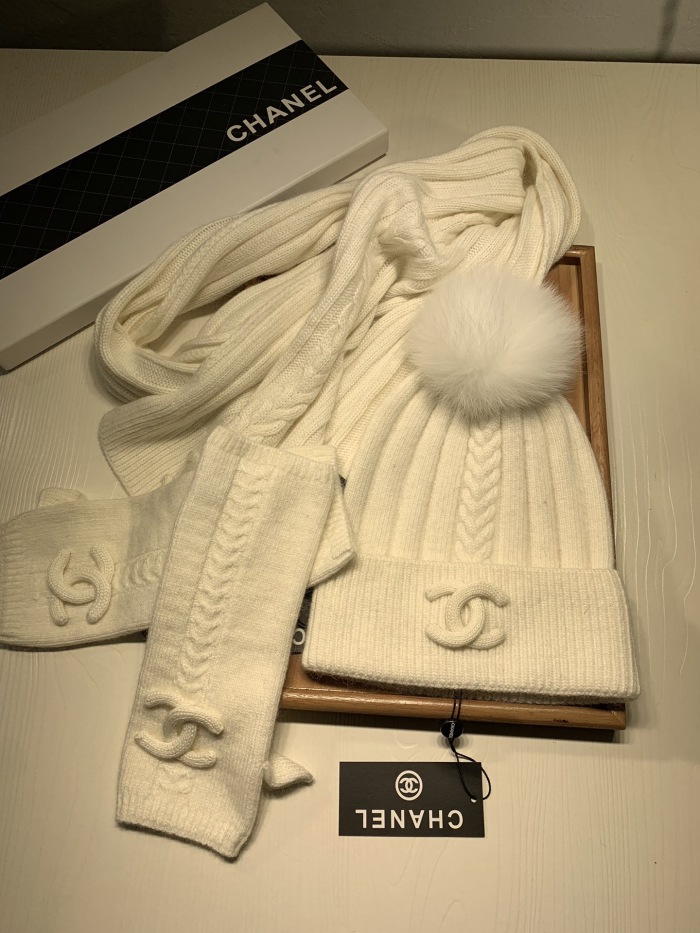  Arrenfashion Women Men Hat+Gloves+The scarf C*hanel