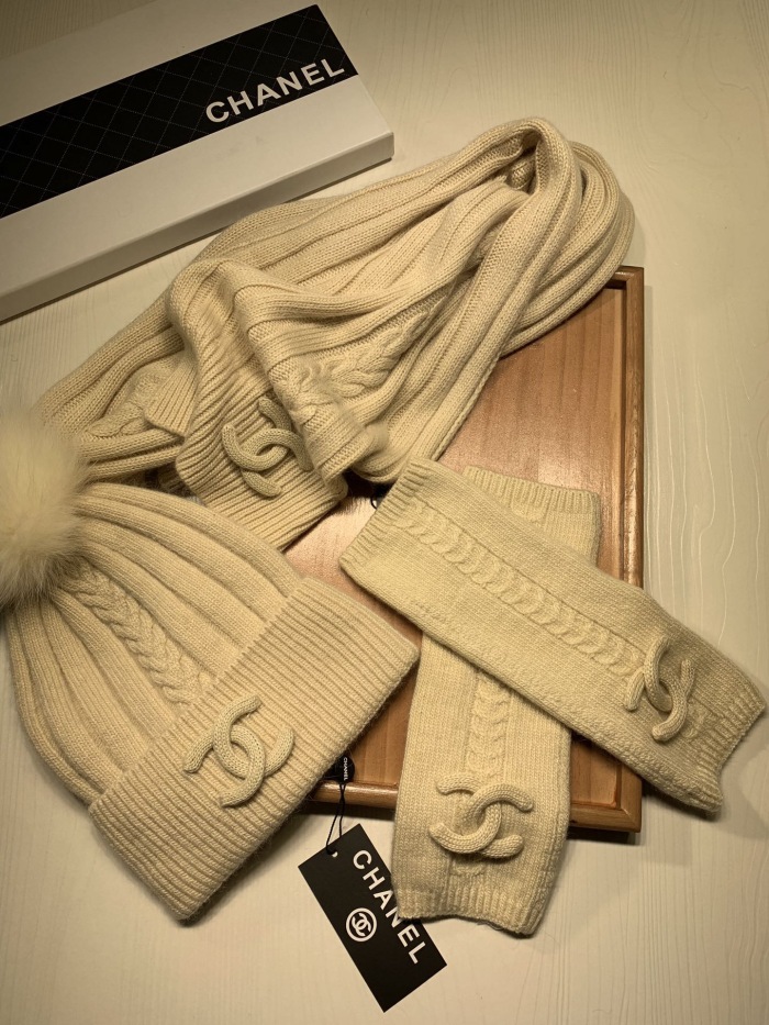  Arrenfashion Women Men Hat+Gloves+The scarf C*hanel
