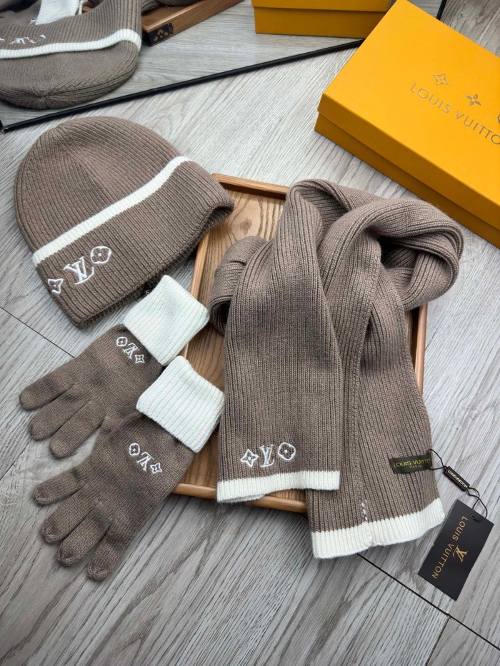 Free shipping Trusted seller Women Men Hat+Gloves+The scarf L*V
