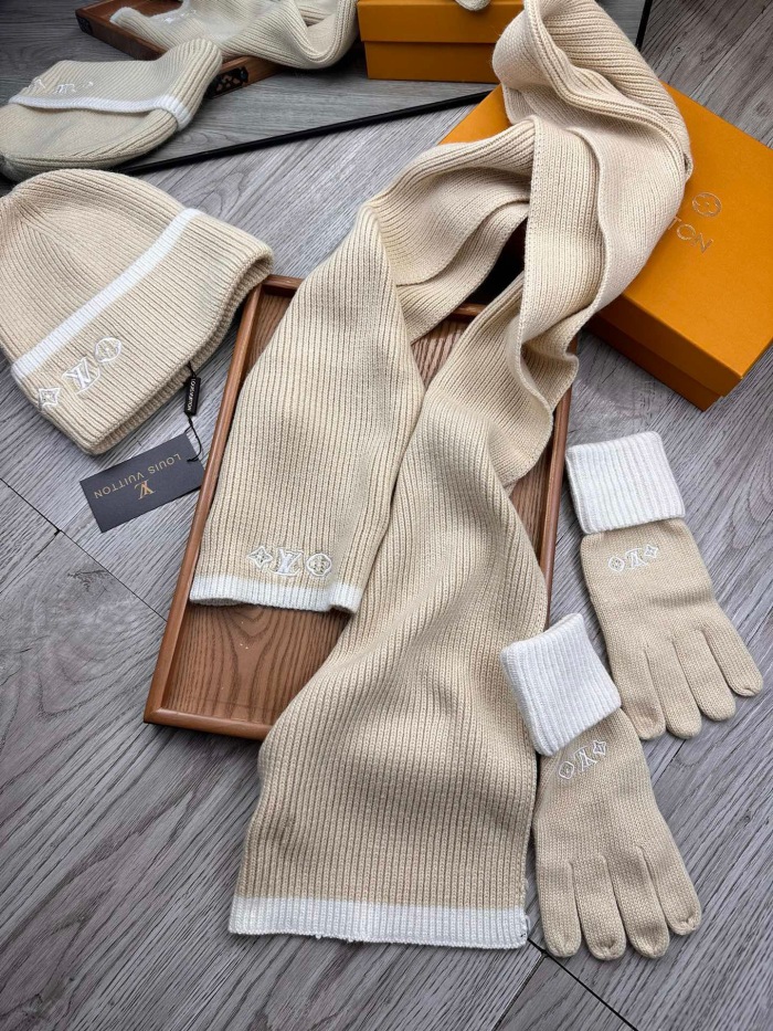 Free shipping Trusted seller Women Men Hat+Gloves+The scarf L*V