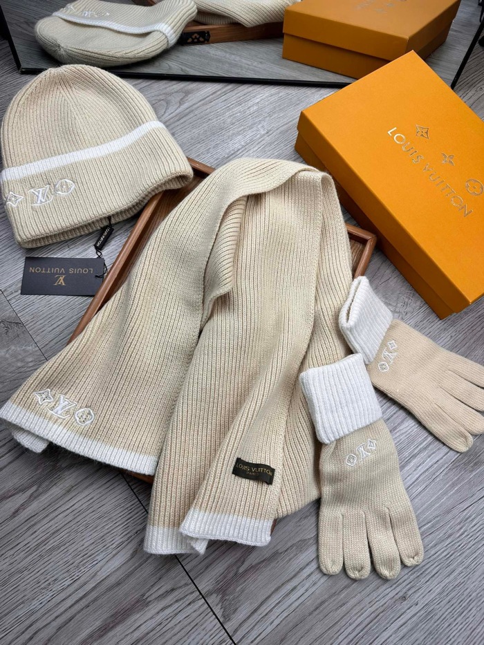 Free shipping Trusted seller Women Men Hat+Gloves+The scarf L*V