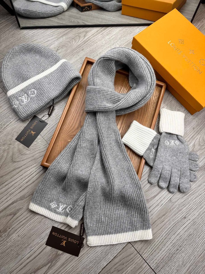 Free shipping Trusted seller Women Men Hat+Gloves+The scarf L*V
