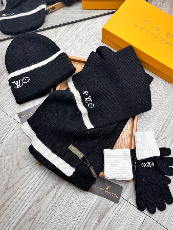 Free shipping Trusted seller Women Men Hat+Gloves+The scarf L*V