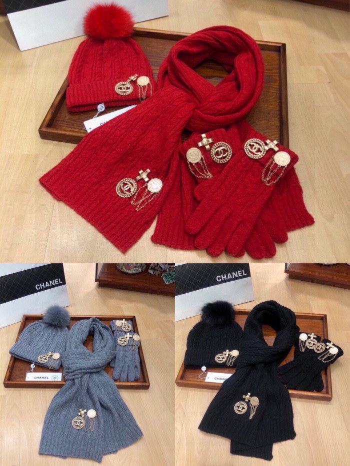 Free shipping Trusted seller Women Hat+Gloves+The scarf