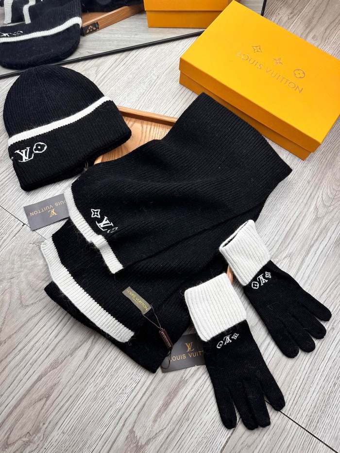 Free shipping Trusted seller Women Men Hat+Gloves+The scarf L*V