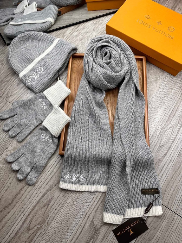 Free shipping Trusted seller Women Men Hat+Gloves+The scarf L*V
