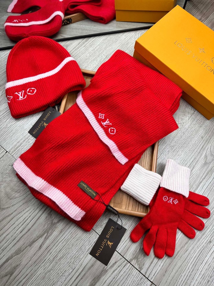 Free shipping Trusted seller Women Men Hat+Gloves+The scarf L*V