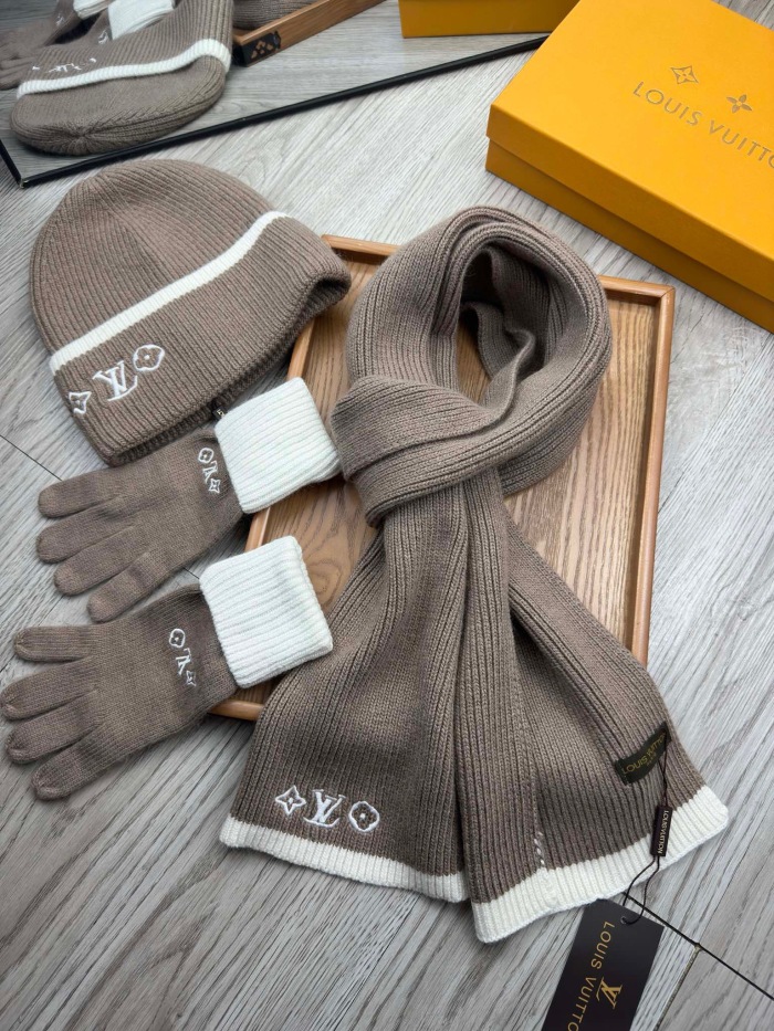 Free shipping Trusted seller Women Men Hat+Gloves+The scarf L*V