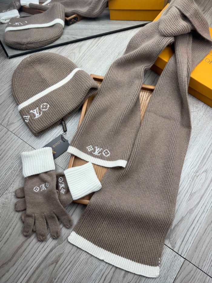 Free shipping Trusted seller Women Men Hat+Gloves+The scarf L*V