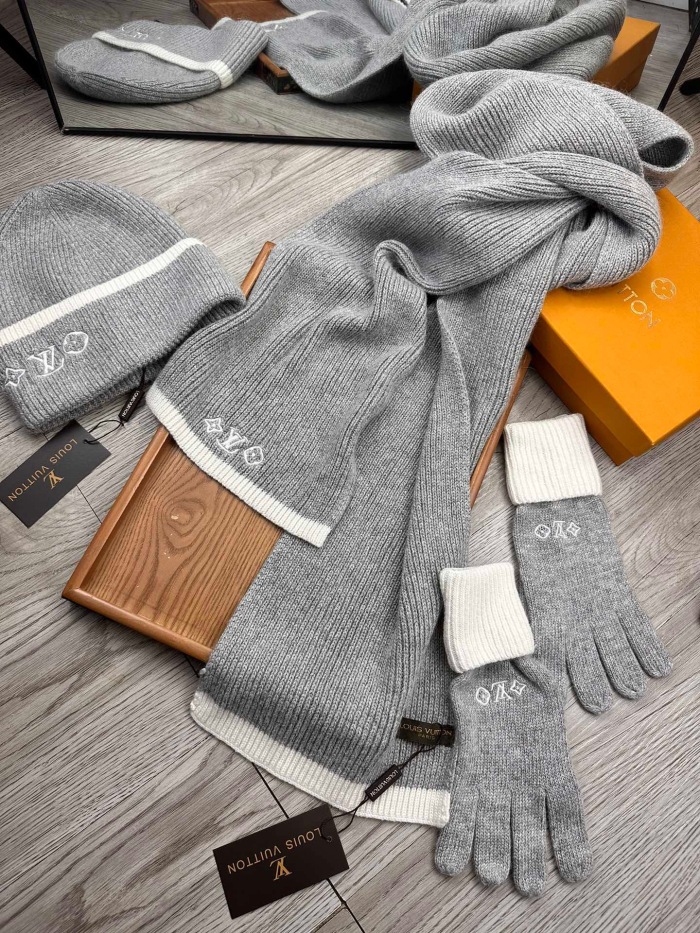 Free shipping Trusted seller Women Men Hat+Gloves+The scarf L*V