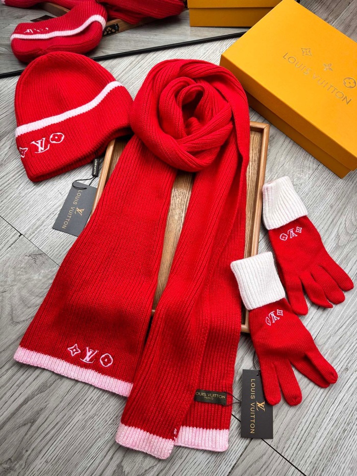 Free shipping Trusted seller Women Men Hat+Gloves+The scarf L*V