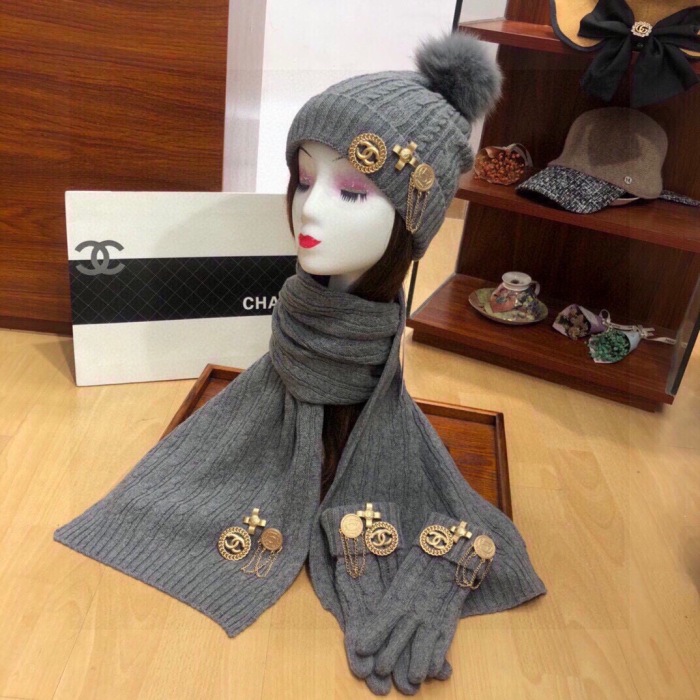 Free shipping Trusted seller Women Hat+Gloves+The scarf