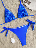 Solid Color Pleated Two Piece Swimsuit