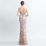 Sequin + Feather Strapless Mermaid Evening Dress