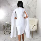 Solid Color Flying Sleeves Tight Fitting Party Dress