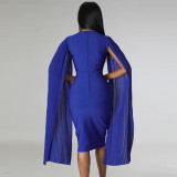 Solid Color Flying Sleeves Tight Fitting Party Dress