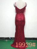 Sequins + Beaded Tassel Sleeve Straps Fishtail Evening Dress