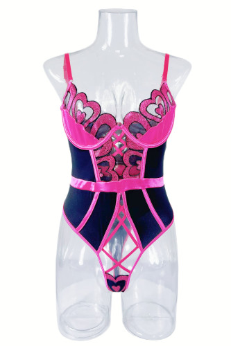 Embroidery Hearts Bodysuit Lingerie