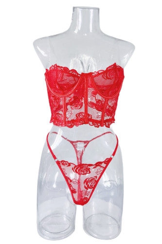 Sexy Lingerie Embroidery Flower Bra Set