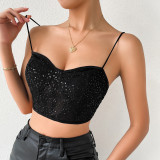 Sequined Strap Short Party Vest
