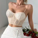 Sequined Strap Short Party Vest
