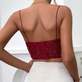 Sequined Strap Short Party Vest